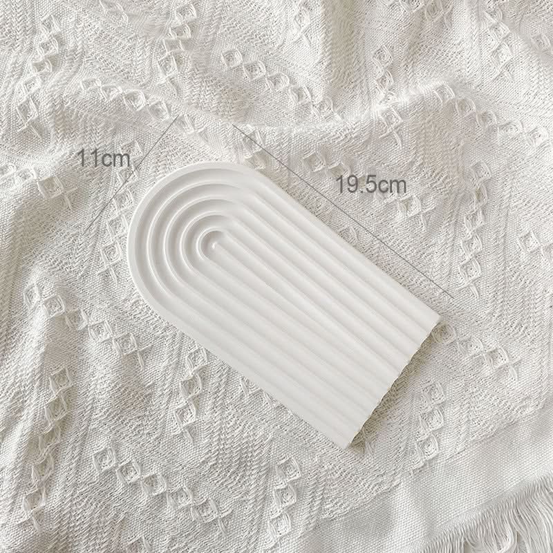 Nordic 3D Plaster Round Tray - Wave Pattern, Photo Props & Decoration