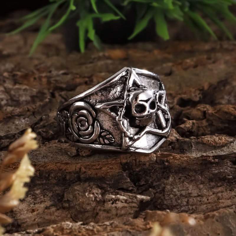 Punk Skull & Star Ring for Men – Retro Gothic Zinc Alloy Jewelry