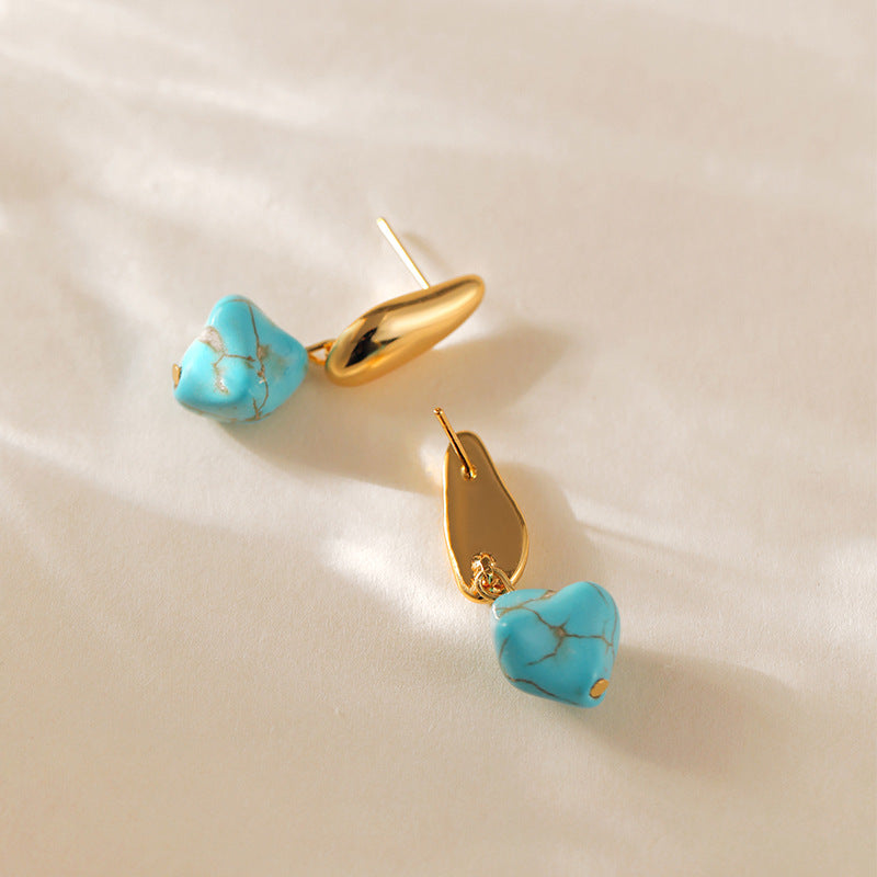 Drop Stud Earrings with Baroque Pearl – Artistic Minimal Gold Jewelry for Women