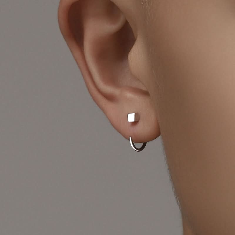 Men’s Minimalist Square Earrings – Hip-Hop Punk Jewelry