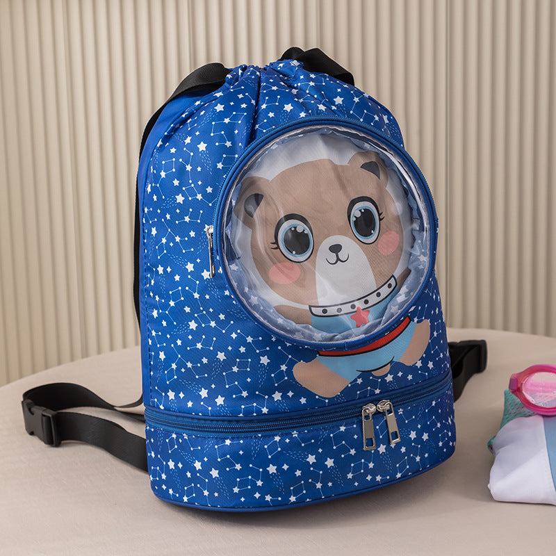 Cartoon Wet-Dry Separation School Bag – Large Capacity, Travel & Fitness Ready