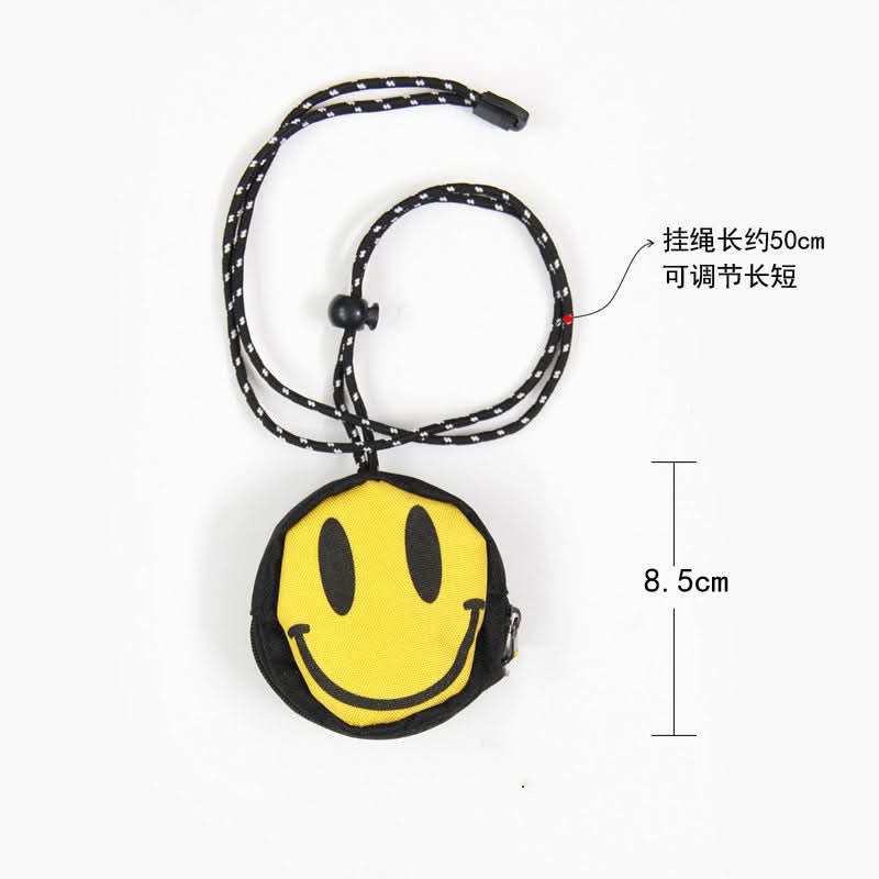 Mini Smiley Coin & Earphone Pouch – Hanging Neck Key Storage Bag