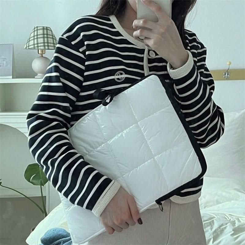 Korean Checkered Quilted Shockproof Laptop Sleeve