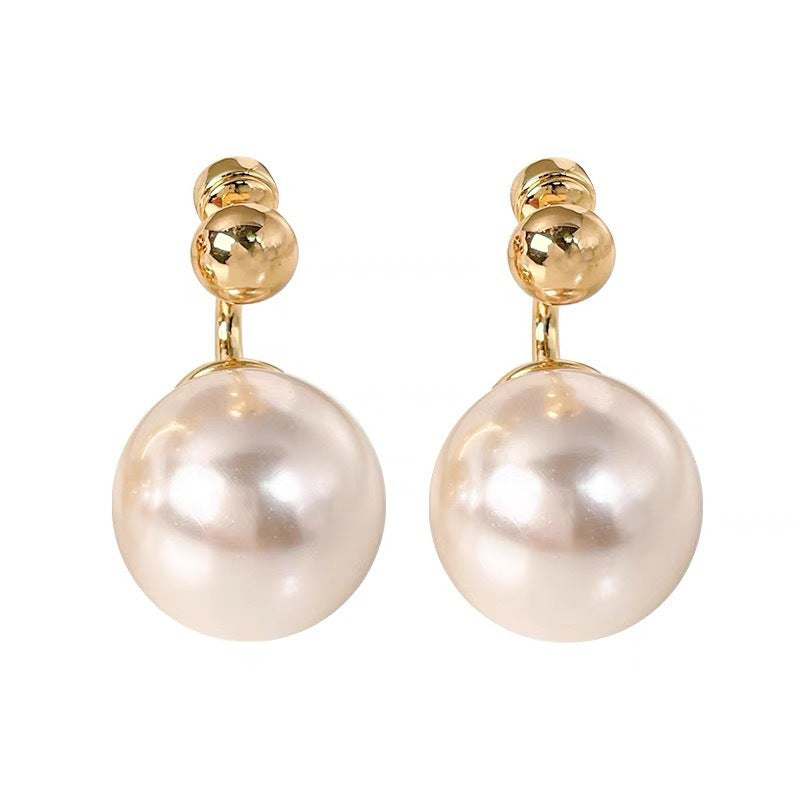 Korean Geometric Pearl Earrings for Women – Retro Silver Design