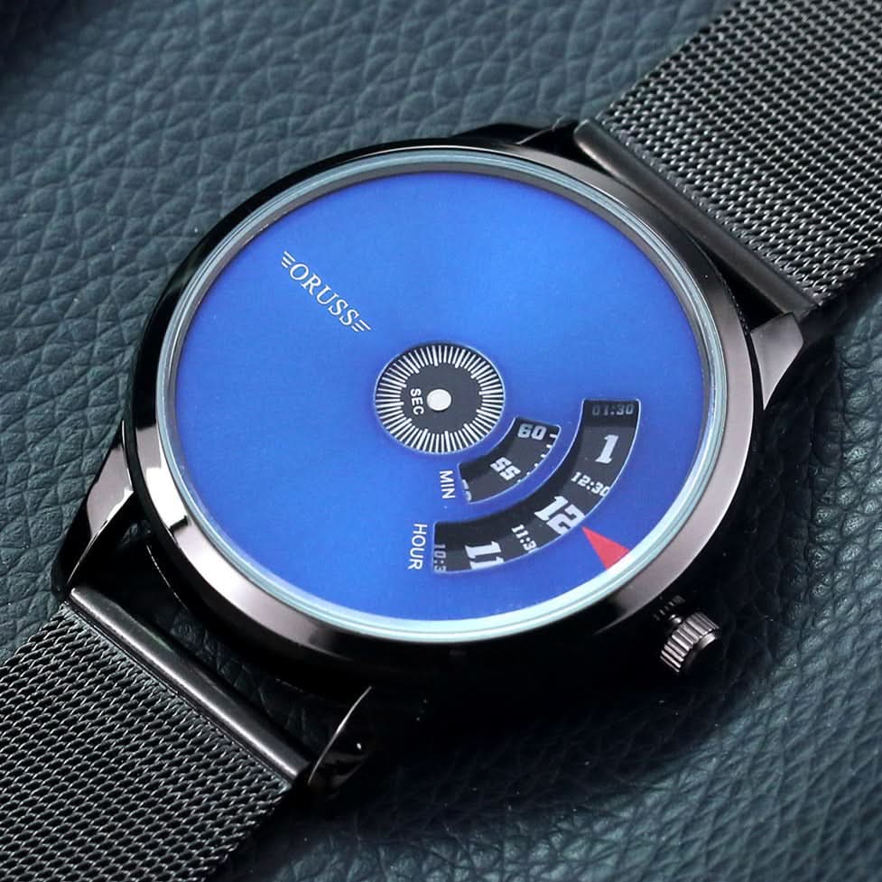 Men's Unique Dial Stainless Steel Watch - Mesh Strap