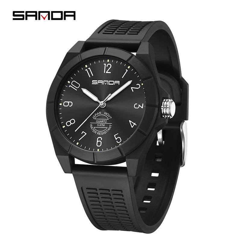 Sanda Luminous Student Quartz Watch – Silent Waterproof Exam Wristwatch for Teens