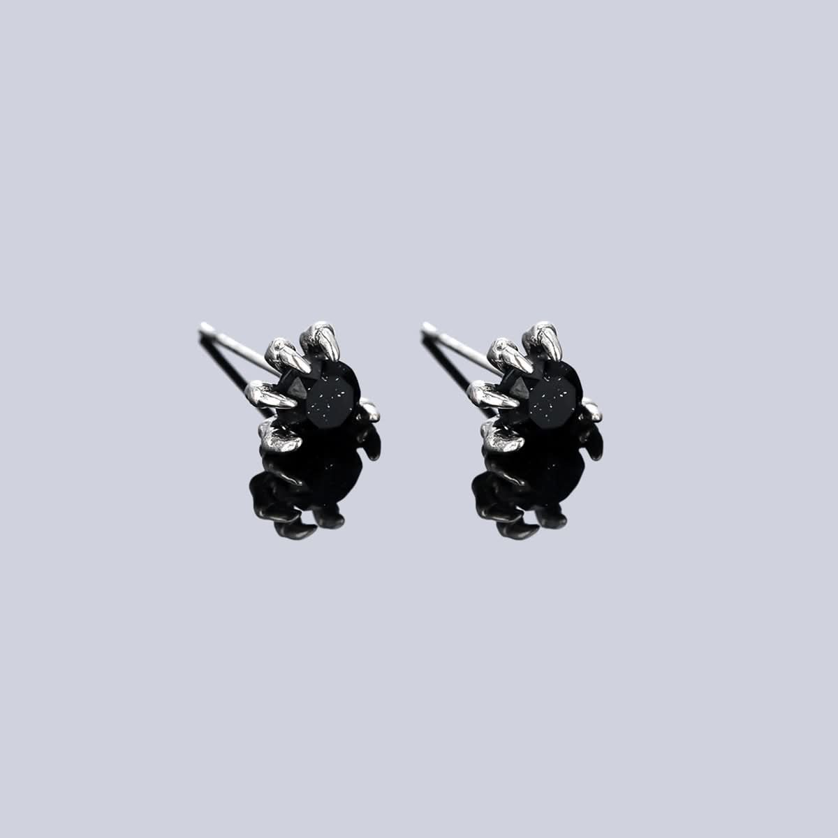 Unisex Trendy Dragon Claw Starry Sky Stone Earrings – Black Copper