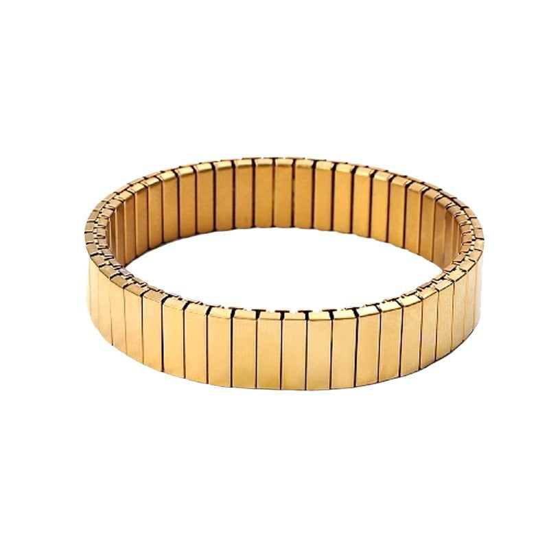 Women's Titanium Steel Geometric Bracelet – Minimalist Oval Design