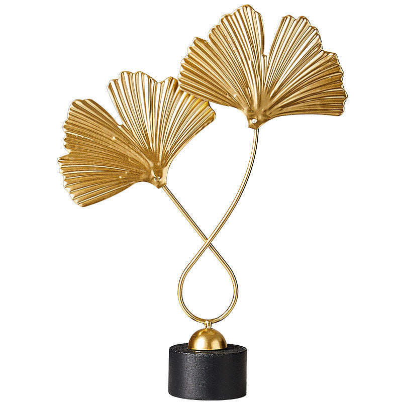 Modern Nordic Ginkgo Leaf Sculpture – Gold Iron Home Decor Ornament