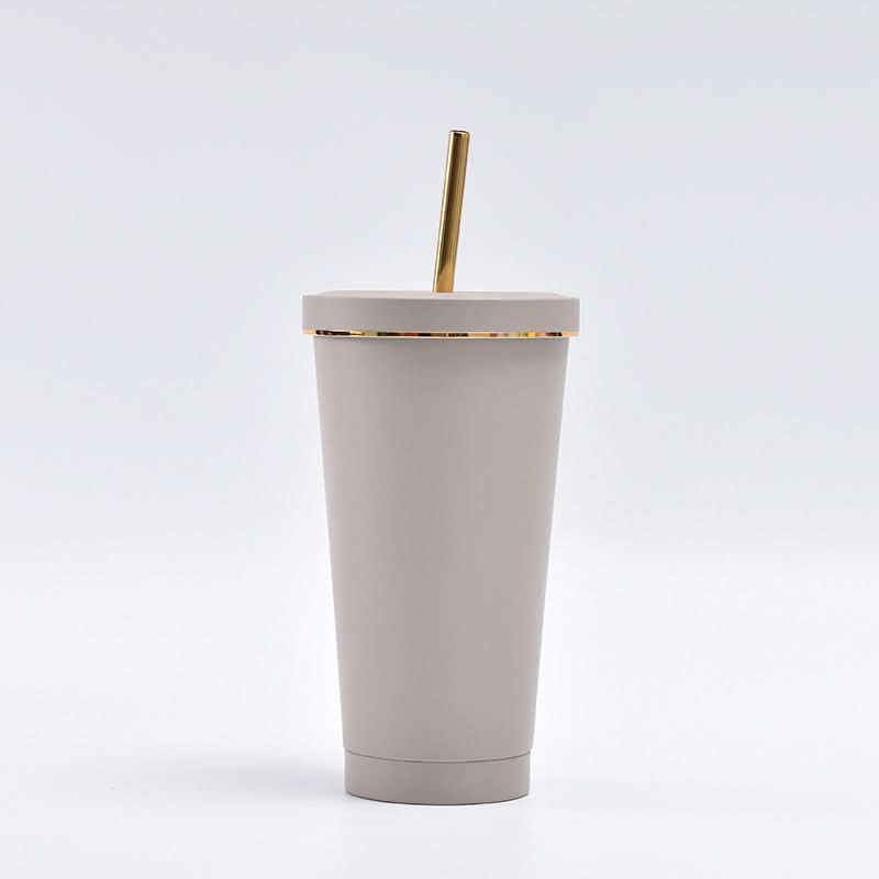 Stainless Steel Vacuum Insulated Coffee Tumbler with Straw – Double-Layer