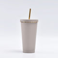 Stainless Steel Vacuum Insulated Coffee Tumbler with Straw – Double-Layer