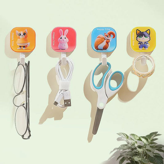 4-Pack Punch-Free Cartoon Wall Hooks
