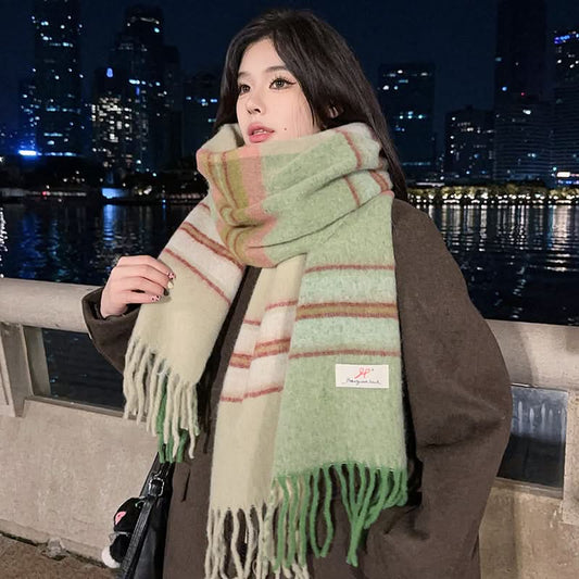 Korean Mohair Braided Winter Scarf for Women