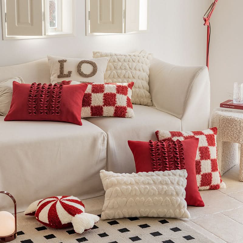 Nordic Red Festive Cushion Cover – Embroidered
