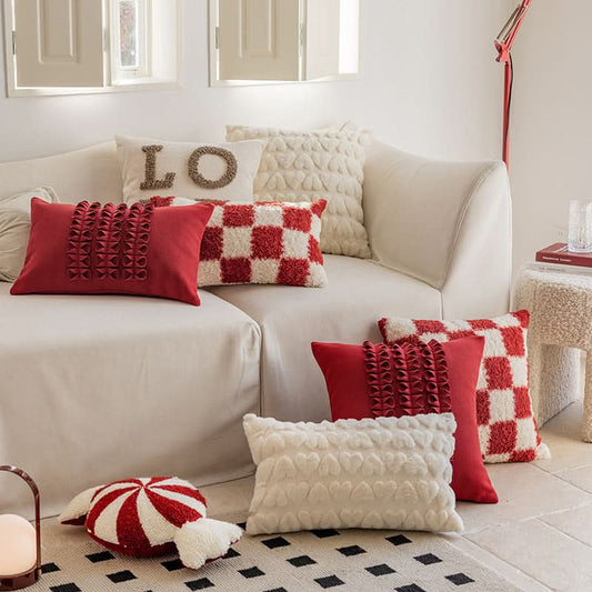 Nordic Red Festive Cushion Cover – Embroidered