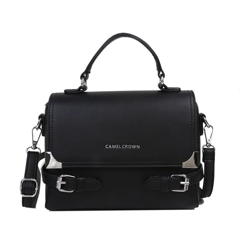 Women's Retro PU Leather Small Square Handbag – With Flap Closure