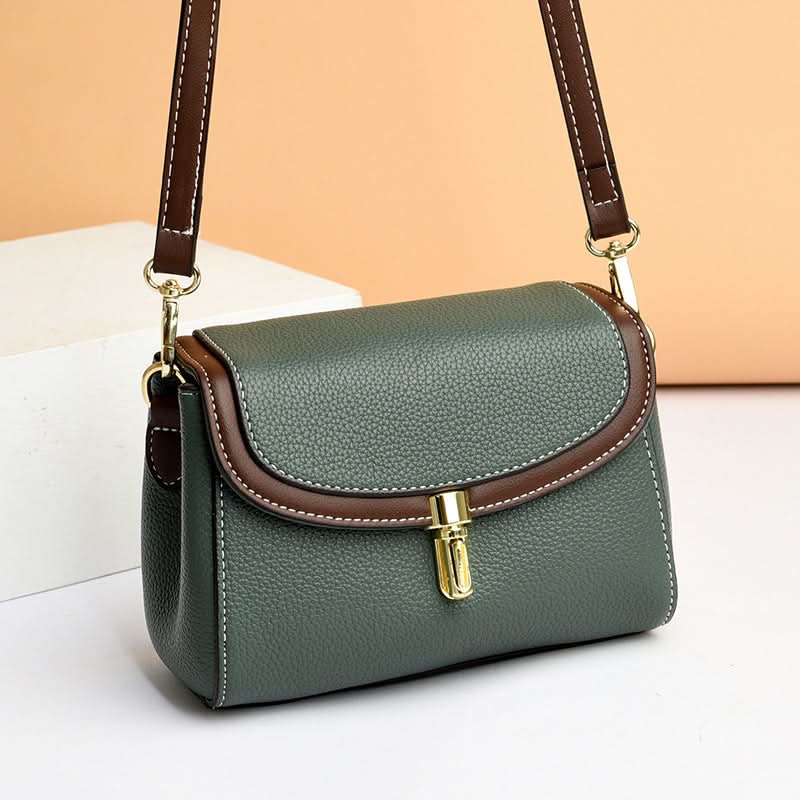 Women's Retro Small Square PU Leather Messenger Bag – With Contrast Design