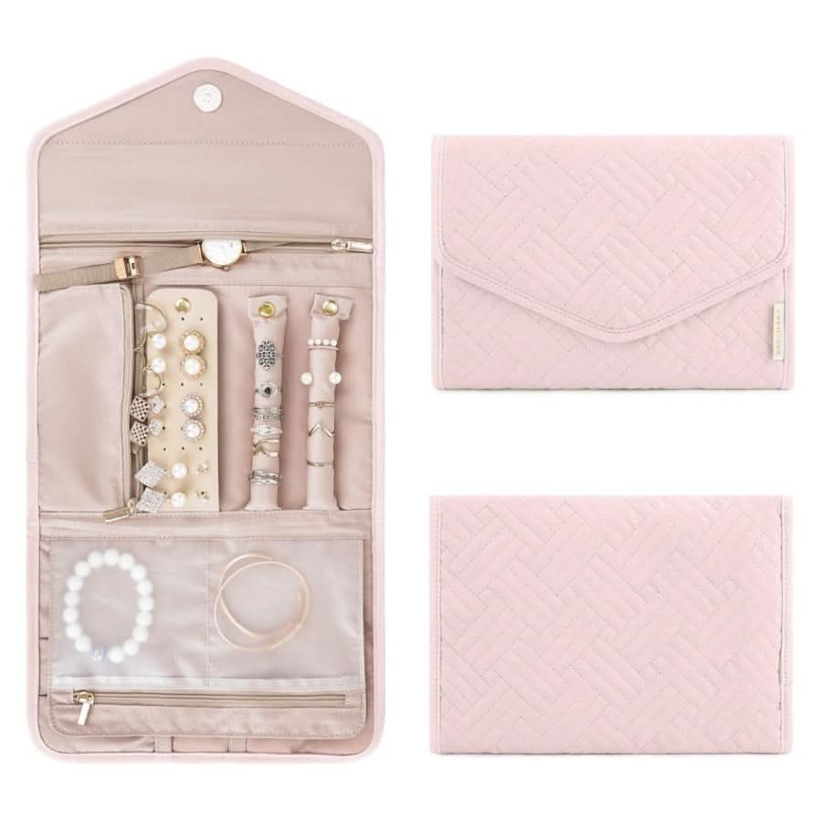 Portable Velvet Jewelry Roll – Travel Organizer Bag