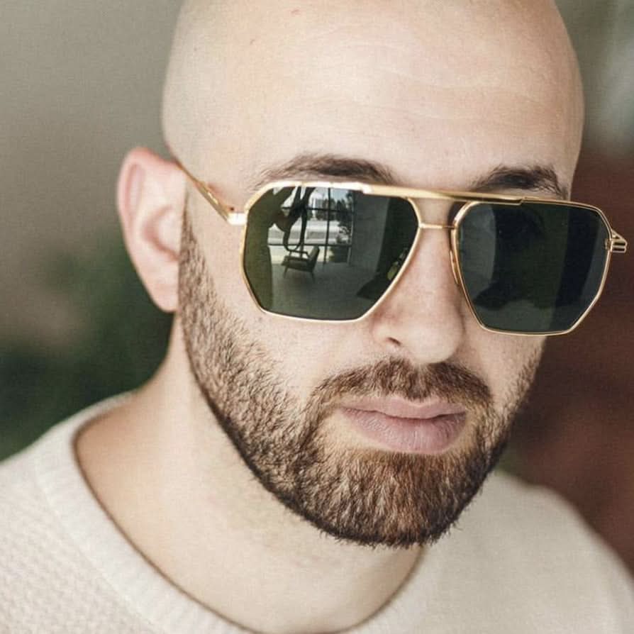 Double-Beam Pilot Sunglasses – UV400 Protection, Retro Polygonal Style