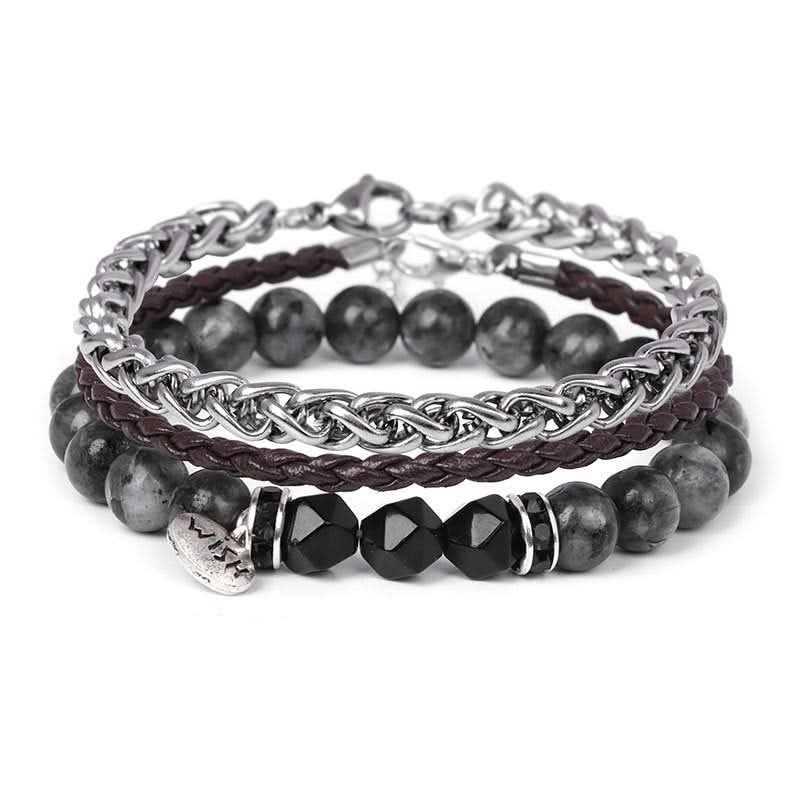 Men’s Retro 3-Piece Bracelet Set – Stylish Layered Design