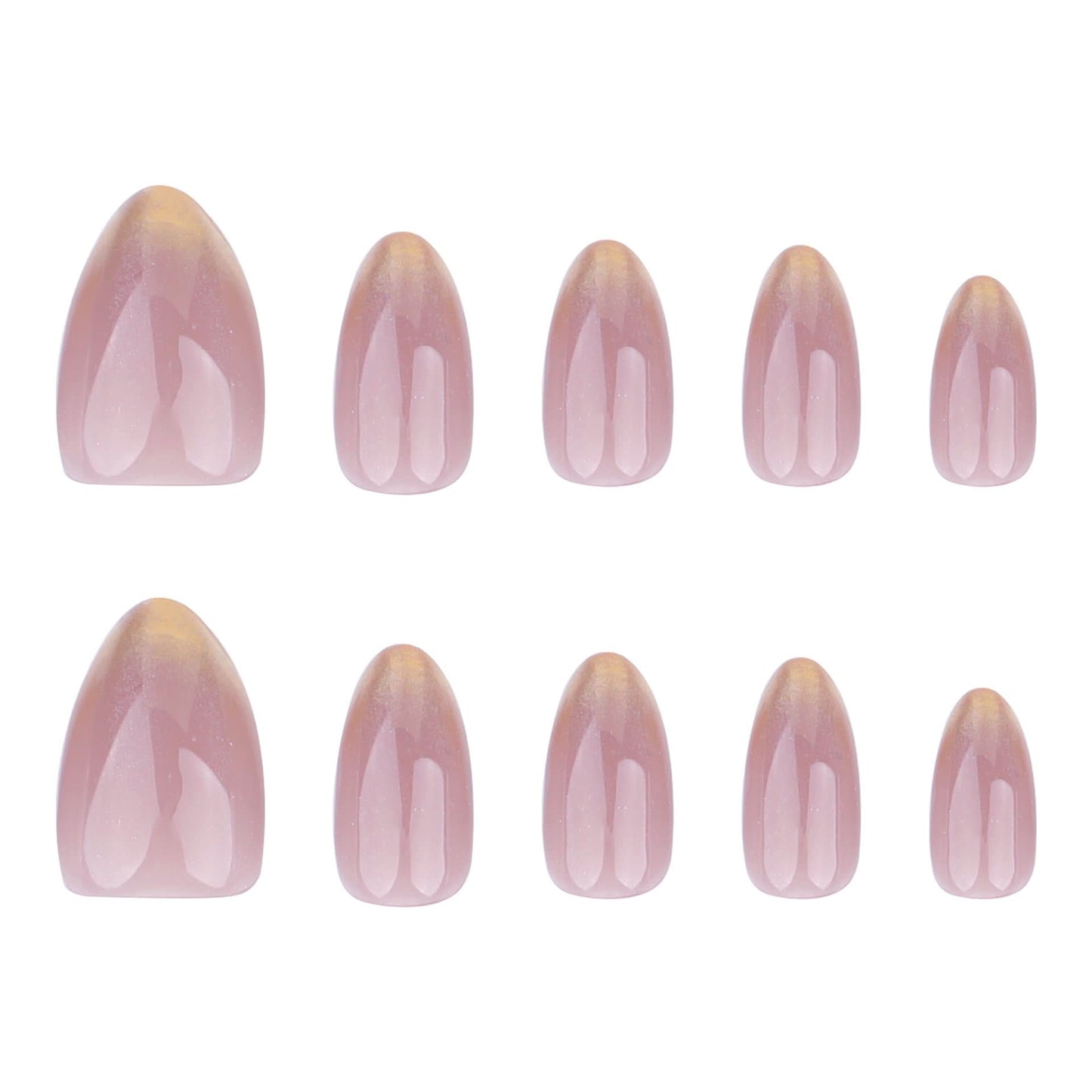 French Gradient Press-On Nails – Almond Shape, Gold Glitter