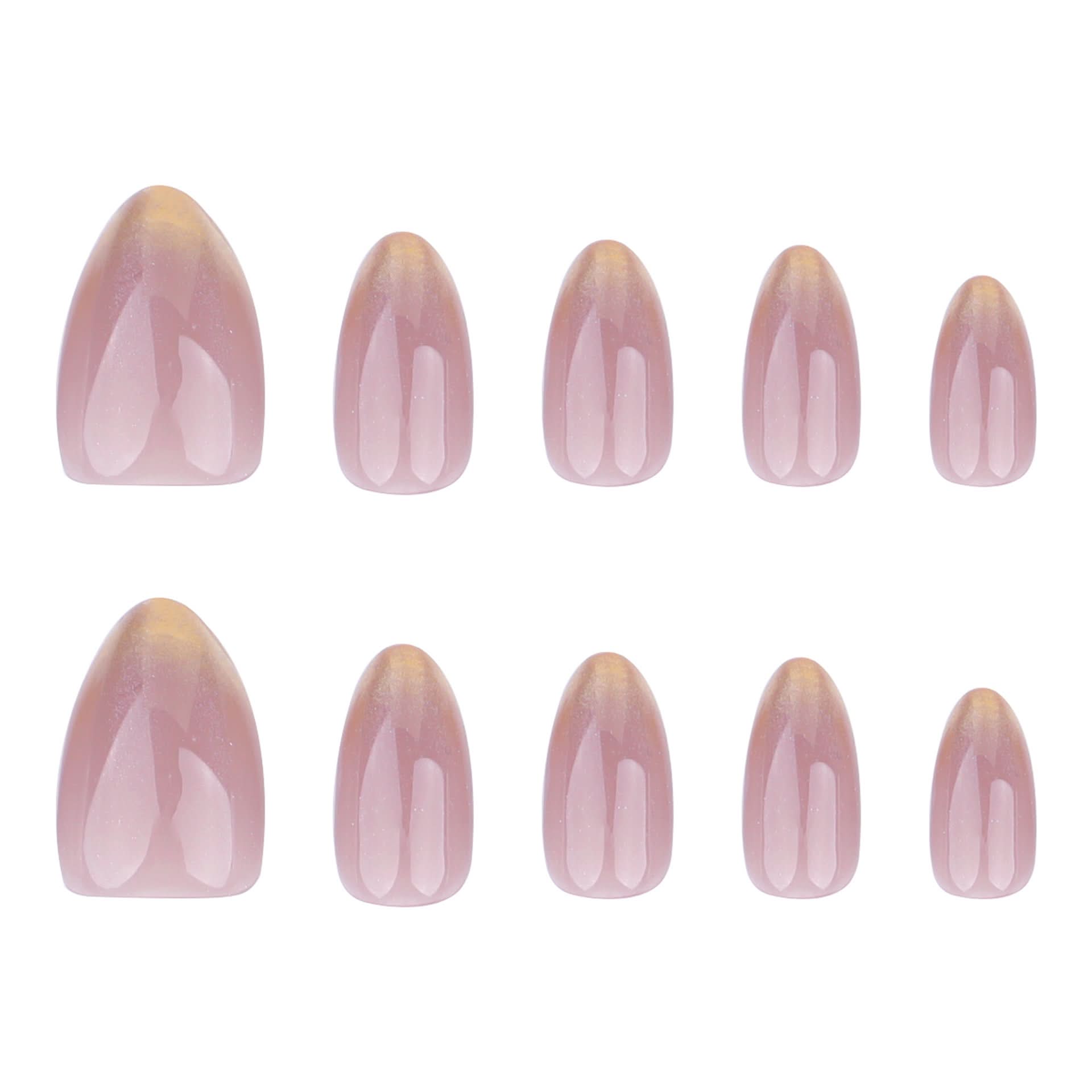 French Gradient Press-On Nails – Almond Shape, Gold Glitter