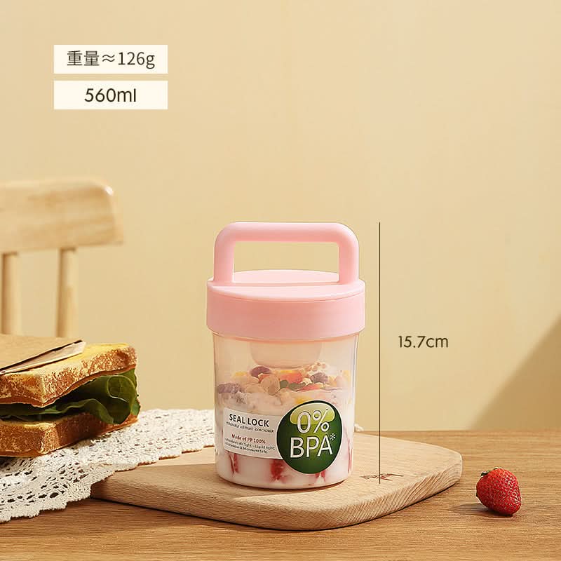 560ml Portable Single Layer Yogurt & Oatmeal Cup – Leakproof