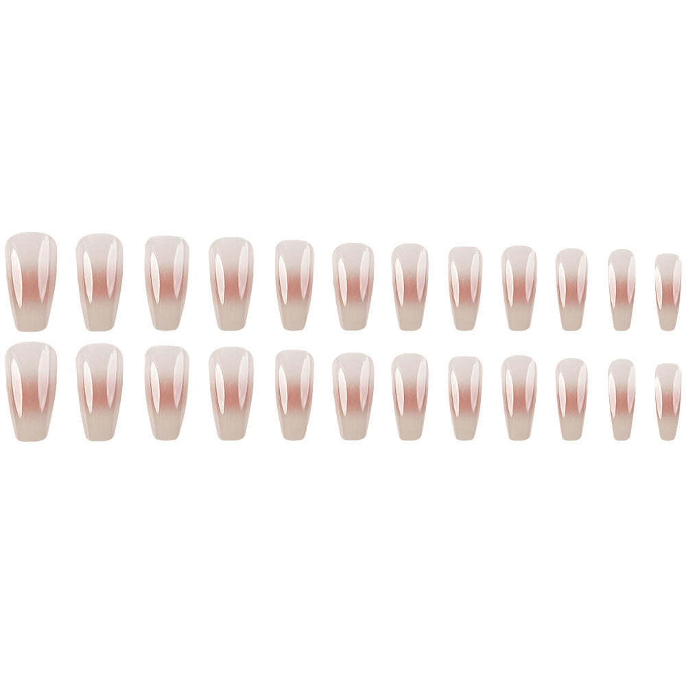 Transparent Ombre Press-On Nails – Long Square Acrylic Nail Set, Nude & Clear