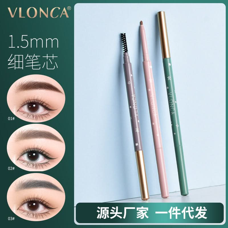 VLONCA Dual-Head Automatic Eyebrow Pencil – Smudge-Proof, Ultra-Fine Tip for Natural Brows