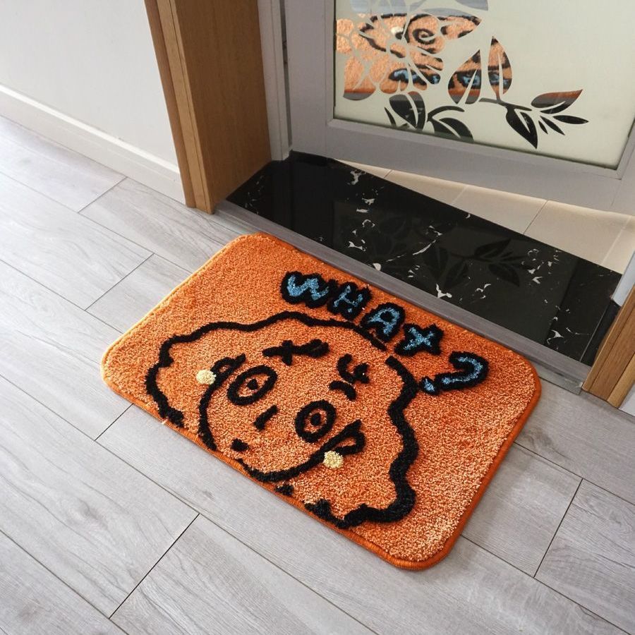 Tufted Bathroom Mat – Soft Oval Rug with Abstract Design Bath Mat for Doorway