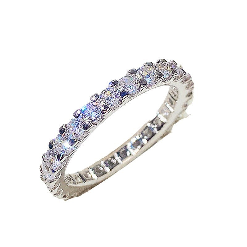 Luxury Zircon Cluster Ring for Women – Gold & Silver Micro-Set Copper Band Jewelry