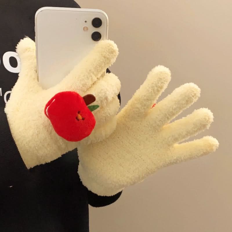 Cute Cartoon Coral Fleece Winter Gloves