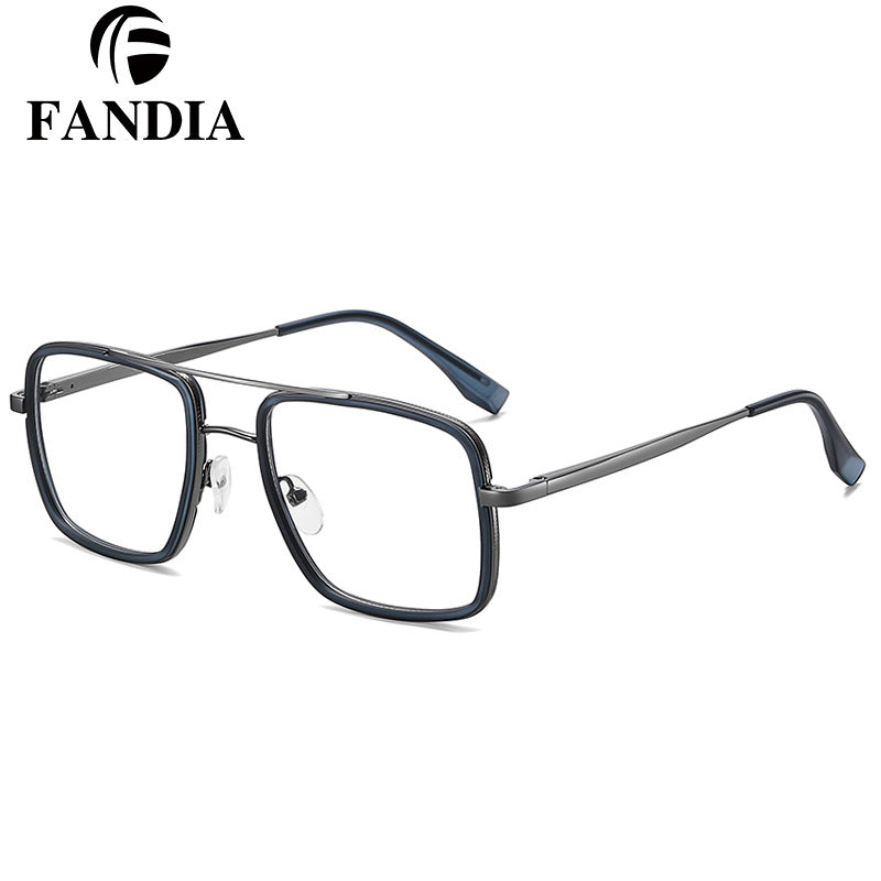 Men’s Square Frame Anti-Blue Light Glasses – Large Optical Flat Mirror UV400