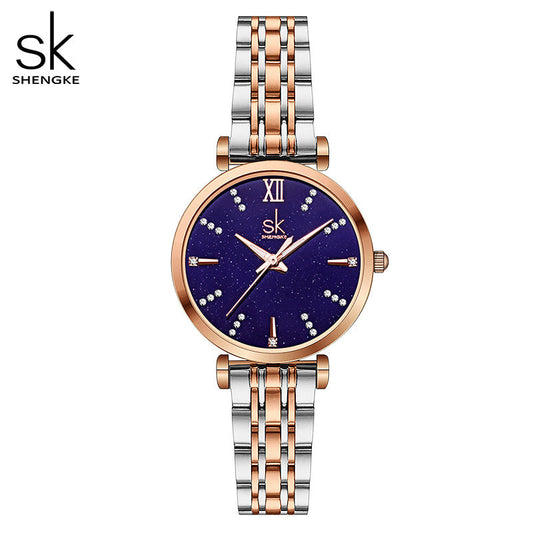 SK Women’s Quartz Watch – Roman Numerals, Stainless Steel 30M Waterproof Wristwatch