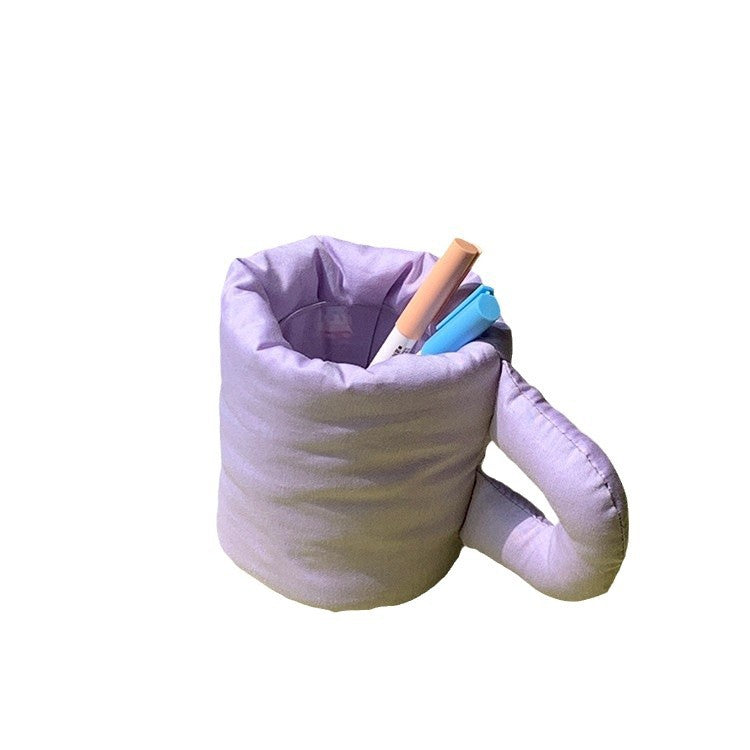Colorful Fabric Pen Holder & Desk Organizer | Soft Padded Multifunctional Storage Cup (Random Color)