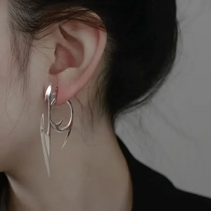Cyberpunk Geometric Dagger Earrings Unisex