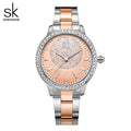SK Luxury Women’s Quartz Watch – Diamond Accent Steel Strap Waterproof Wristwatch