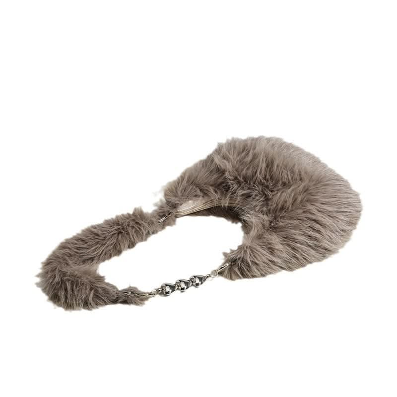 Women's Plush Fur Shoulder Bag – Trendy Korean-Style Handheld Messenger Bag
