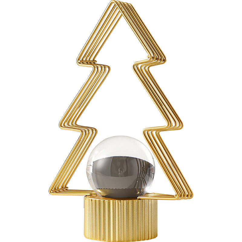 Gold Christmas Tree Ornament – Metal Crystal Ball Home Decor for Living Room