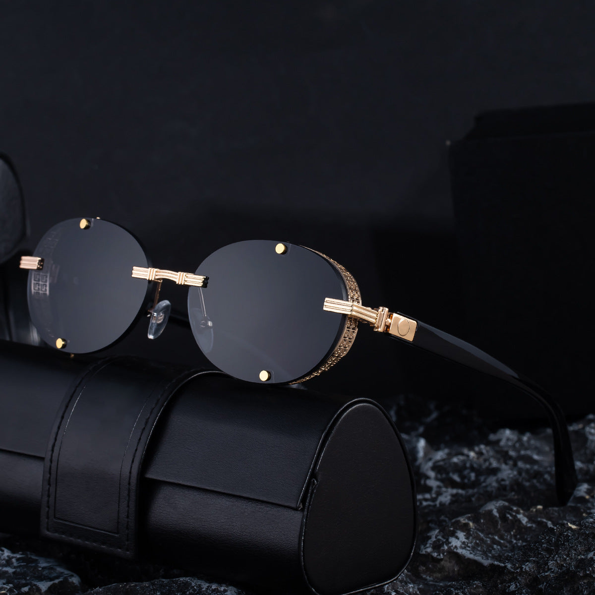 Retro Oval Frameless Sunglasses – Punk Street-Style Fashion Shades for Men & Women