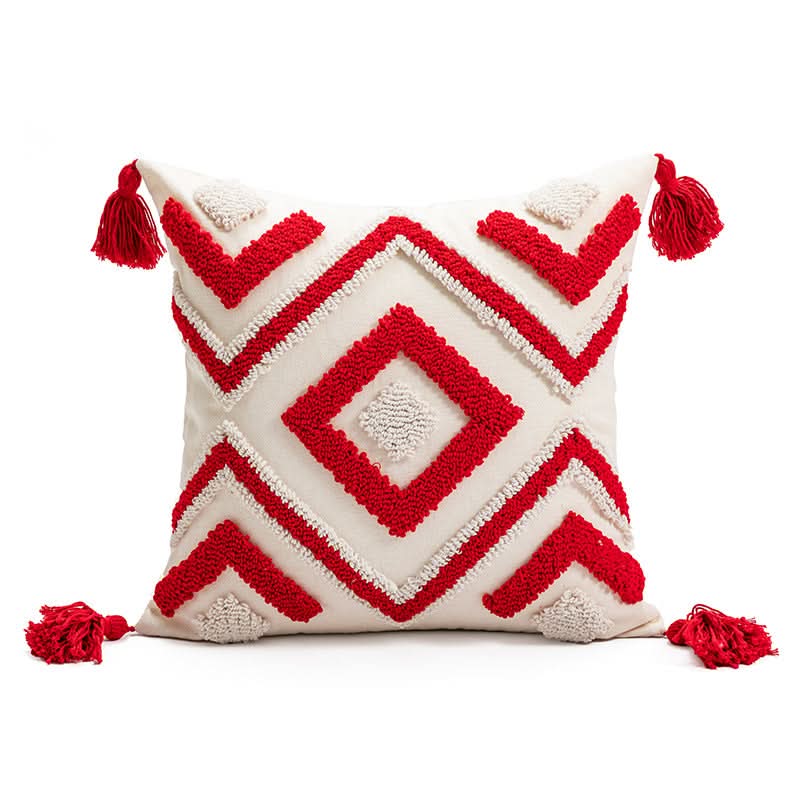 Christmas Embroidered Plaid Pillow Cover – 45x45cm