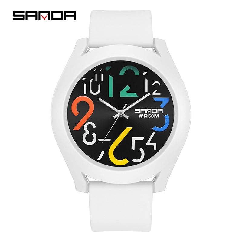 Sanda Digital Quartz Watch – Waterproof Kid's Silicone Strap Watch with Removable Bezel