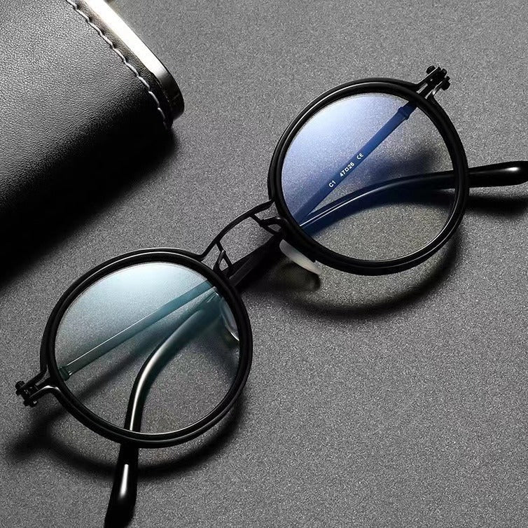 Round Frame Anti-Blue Light Glasses for Women & Men – High Myopia-Ready Resin Lenses