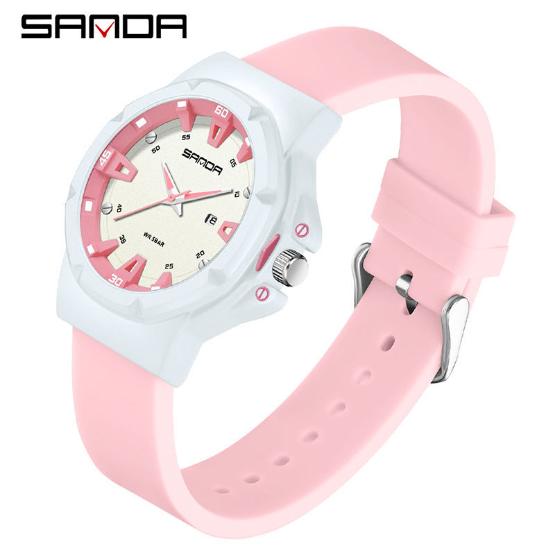 Sanda Sports Quartz Watch with Calendar – Waterproof Student Exam Watch