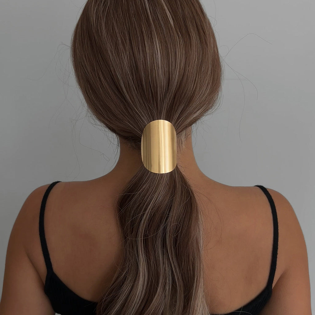 Sleek Metal Hair Cuff Rope – Minimal Chic Ponytail Holder for Women