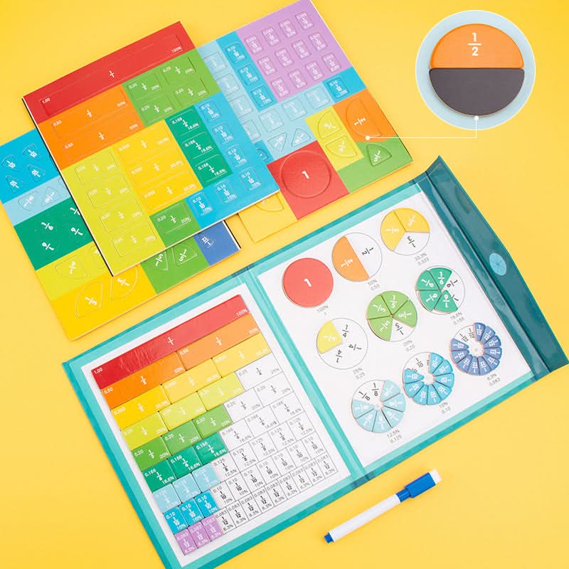 Magnetic Math Fraction Board for Kids, Zebra Design