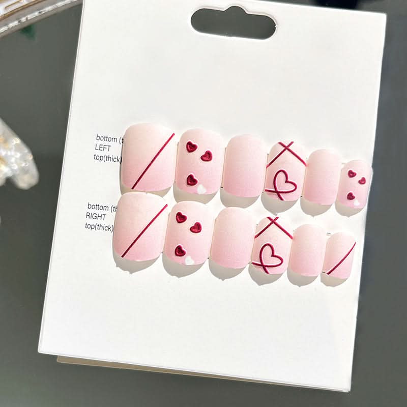 Wearable Embossed Short Bride Nail Art – Finished 3D False Nail Stickers
