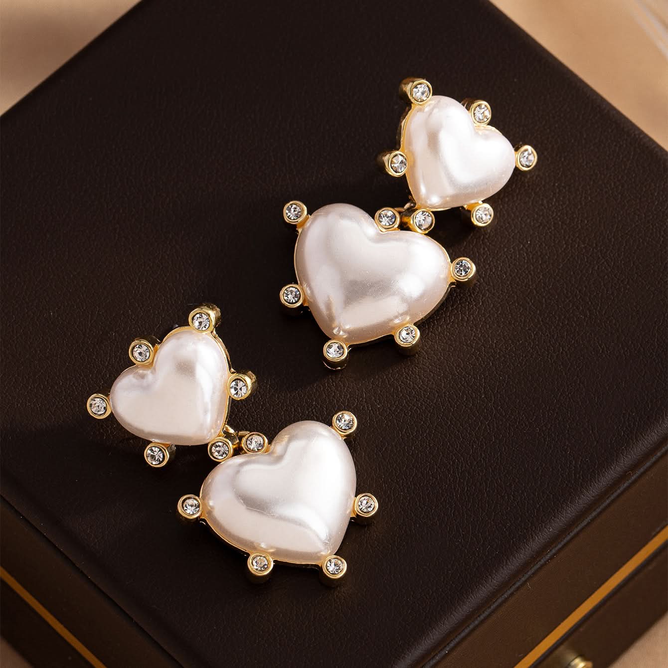 Heart-Shaped Pearl Diamond Drop Earrings