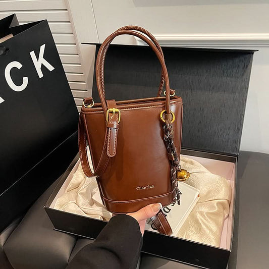 Women’s Retro Bucket Shoulder Bag – Urban Fashion PU Handbag