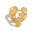 Ocean Starfish Shell Ring – Gold Titanium Steel Open Adjustable Beach Jewelry